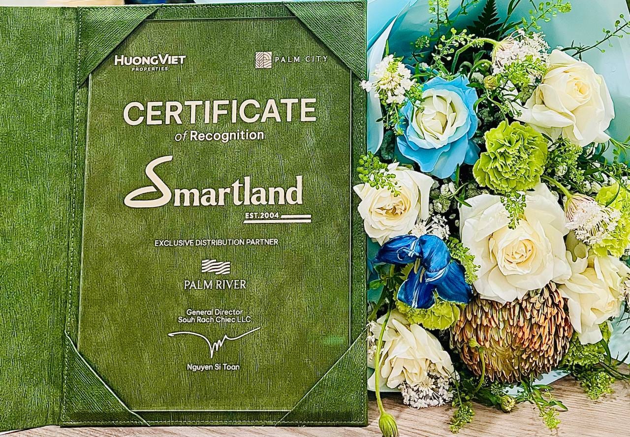 Chứng nhận Smartland là Đối tác phân phối độc quyền dự án Palm River — Hướng Việt Properties